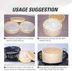 MacaRio Bamboo Steamer Basket Set 10 inch Steamer for Cooking, with Side Handles Chopsticks Ceramic Sauce Dishes Paper Liners, for Dim Sum Dumplings Buns Seafoods Rice Asian Foods