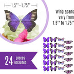 Edible Butterflies for Cake Decorating - Small Size, Premium Crafted in the USA - Butterfly Cake and Cupcake Toppers, Decoration (Purple)