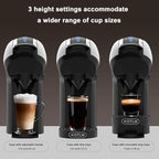 KOTLIE EM-308B Espresso Machine, Single Serve Coffee Maker Compatible with Multiple Capsule Types, Ground Coffee, and ESE Pods, 3 Temperatures, 7 Water Volume Levels, 34 Oz（White）