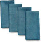 Solino Home Linen Napkins Set of 4-100% Pure Linen Chambray Teal Dinner Napkins Cloth 20 x 20 Inch - Athena, Handcrafted and Machine Washable