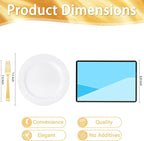 WELLIFE 100PCS White Plastic Dessert Plates and 100PCS Gold Disposable Forks, Premium Hard Dessert Plate 7.5”, Appetizer Plastic Plates for Party and Wedding