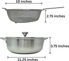 Saltlas 4.4Qt/4.2L Deep Fryer Pot with Basket and Strainer Spoon, 304 Stainless Steel Fish Frying Pot for Seafood, Chicken, French Fries, Japanese Tempura