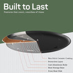 Emporio Kitchen Non-Stick Pizza Pan 2 Pack – 16 Inch Round Carbon Steel Pizza Tray with Perforated Holes, PFOAPFOSPTFE-Free, Dishwasher & Oven Safe Up To 450°F, Durable Nonstick Gray Coating