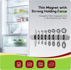 Magnetic Measuring Spoons Set with Strong N45 Magnets, Heavy Duty Stainless Steel Metal, Fits in Most Kitchen Spice Jars for Baking & Cooking, BPA Free, Multicolor, Set of 8 with Leveler（Black)