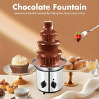 "Classic" Home Chocolate Fountain, 4 Tier Heated Chocolate Gountain Party Dark Dipping Chocolate Electric Fondue Machine for Party, Wedding, Events (4 Tier Sliver Chocolate Fountain)