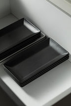 YHOSSEUN Ceramic Serving Platters Set of 4, Rectangular Serving Platters and Trays for Food, Sushi, 9.8 In Serving Dishes for Entertaining, Matte Black Serving Plate Halloween Table Decor