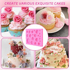 OBTANIM Silicone 21 Cavity Rose Flower Fondant Mold Cake Cupcake Top Decoration Mould for Chocolate Handmade Candy
