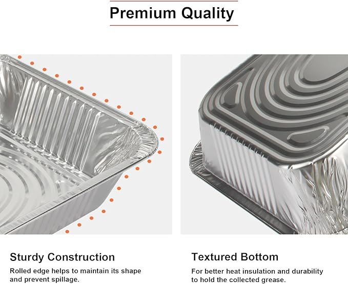 GrillChef Aluminum Foil Pans with Lids, Disposable 9x13 Baking Pans, 25 Pack Tin Foil Holders Half Size for Cake, Steam Table, Cooking, Heating, Storing, Aluminum Trays Heavy Duty