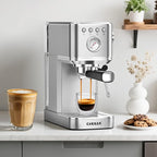 CHULUX Slim Espresso Machine with Milk Frother, 20 Bar Professional Italian Pump Espresso Coffee Machine for Home Cappuccino & Latte Maker, Stainless Steel, Silver