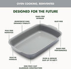 GreenPan Premiere Ovenware Healthy Ceramic Nonstick 4 Piece Bakeware Set, PFAS-Free, Rectangular, Square, Quarter, Half Sheet Baking Pans, Warp-Free, Oven Safe to 600F, Dishwasher Safe, Gray