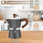 Aluminum 3 Cup 150ml Moka Pot Express Coffee Maker Stovetop Espresso Colorful Coffeemaker Italian Classic Style Brewing Greca Cafe Mocha Machine for Cafeteras Lover Camping Travel and Home Use 5oz