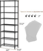 SINGAYE 8 Garage Heavy Duty Shelving Unit Kitchen Pantry Close Home Organizers and Storage Bathroom Shelf Laundry Room Organization Industrial Book Metal Wire Adjustable Shelves