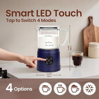 Casimhu 4-in-1 Milk Frother, Electric Milk Frother and Steamer with LED Touch Screen, Ceramic Lining Bottom, Milk Warmer 13.52oz for Lattes, Cappuccinos, and Macchiatos at Home (Navy blue)