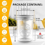 Miuyhji Mason Jars 16 oz with Lids, 9 Pcs Wide Mouth Glass Canning Jars with Airtight Lids and Bands, Overnight Oats Containers for Pickling, Freezing, Preserving, Meal Prep, Jar Décor