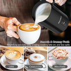 Secura Electric Milk Frother, Automatic Milk Steamer Warm or Cold Foam Maker for Coffee, Cappuccino, Latte, Stainless Steel Milk Warmer with Strix Temperature Controls (Black)