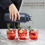 KITESSENSU Cocktail Shaker Set, Stainless Steel Martini Shaker with Bartender Strainer, Measuring Jigger, Bar Mixing Spoon, Cocktail Recipe Included, Navy