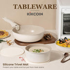 KIKCOIN Nonstick Pots and Pans Set, 22 Pack Ceramic Cookware Set with Detachable Handle, Induction RV Kitchen Cooking Set with Removable Handle, Frying Pans - Dishwasher/Oven Safe, PFOA Free