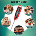 Copkim 12 Set Waterproof Food Thermometer for Water, Liquid, Candle and Cooking Digital Meat Thermometer with Long Probe Instant Read for Kitchen BBQ Grill Candy (Red)