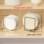 Metal Drying Rack, 3 Pack Inside Cabinet Plate Holders Organizers, Upright Dish Racks for Countertop and Cupboard, Large Capacity, Black (20x16x11.5 cm Each)