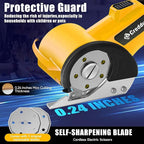 Cordless Electric Scissors，Cardboard Cutter Heavy Duty Scissor with 3 Blade, Safety Lock & Extra Blade，Rotary Cutter for Cardboard Fabric Plastic Leather Yellow