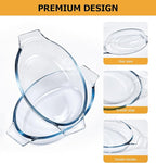 Small Casserole Dishes Oval 2 Pack, 23oz Glass Au Gratin Baking Dish, Individual Oval Baking Pan for Oven Microwave Air Fryer, 1 or 2 Person Servings, Bakeware Clear Prep Bowls with Handle
