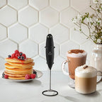 Zulay Kitchen Powerful Milk Frother Wand With 4 AA Duracell Batteries - Ultra Fast Handheld Drink Mixer - Electric Whisk Foam Maker for Coffee, Lattes, Cappuccino, Matcha & Creamer - Executive Black