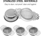 Tea Drain Strainer 304 Stainless Steel Loose Tea Infusers Strainers Mesh Tea Infuser Stainless Steel Loose Leaf Tea Filter with Handles for Loose Tea Juice Coffee Filter(4Pcs)