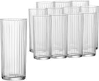 Bormioli Rocco Exclusiva Tom Collins Glasses - Set of 12, Laser Cut Thin Rim, Secure Edge Thermal Strong Rims - 16oz Star Glass Tumblers for Cocktails, Water & Beverages, Made in Italy, Lead-Free