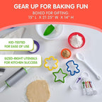Curious Chef 27-Piece Plastic Kitchen Foundation Kit - Beginner Cooking Supplies for Kids - One Size Pink - Food-Safe Plastic & Dishwasher Safe - Rolling Pin, 3-Qt Mixing Bowl & Whisk - Baking Tools