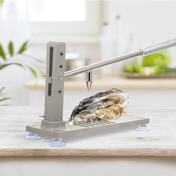 OSALADI Adjustable 4-stage Oyster Shucker Tool Multifunctional Seafood Opener with Gear Adjustment Home Oyster Crusher Kitchen Specialty Gadget