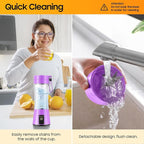 Portable Blender for Smoothies & Shakes - Cordless Personal Size Blender with 6 Blades, 380Ml Juice Cup, Lightweight & Rechargeable, Freshly Squeezed for Picnic/Sports/Office, Mother's Day