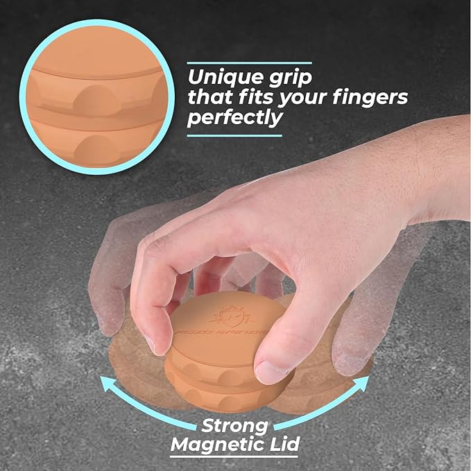 Kozo 2.5" Spice Grinder 2-Piece, Strong Grip By Kozo. (Orange)