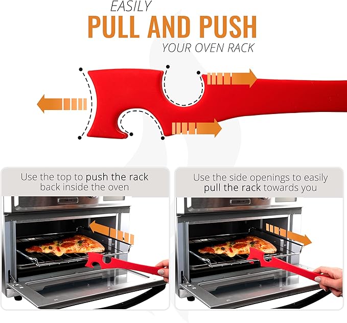 INFRAOVENS Oven Rack Guards and Silicone Push Pull Stick, Heat Resistant Cover and Shelf Puller, Edge Protector and Shield for Toaster and Range, Kitchen Appliances to Prevent Burns and Scars