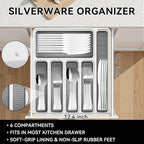 49-Piece Stainless Steel Silverware Set with Cutlery Organizer, Service for 8 with Steak Knives and Kitchen Utensils