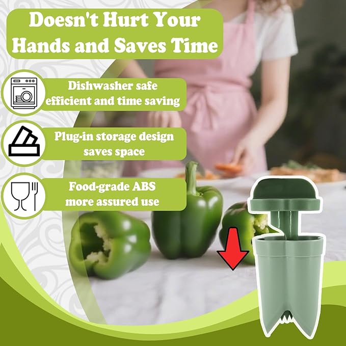 FANTEXY 2-in-1 Pepper Corer Set - Jalapeno Chili Seed Remover and Bell Pepper Corer Quickly Cutter Deseeding Tool,for Vegetables and Fruit,Kitchen and Camping Gadget
