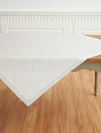 Solino Home Linen White Square Tablecloth 52 x 52 Inch - 100% Pure Linen Table Throw - Fete, Machine Washable Table Cloth for Winter, Christmas, Holiday, New Year