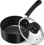 MICHELANGELO Nonstick Saucepan with Lid, Ceramic Sauce Pan Sets, Easy to Clean Sauce Pans, Multi-Purpose Cooking Pots, 1QT, Black