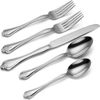 Oneida Silverware Set, Boutonniere 45 Piece Everyday Flatware Set, Service For 8, 18/0 Stainless Steel Silverware Sets, Mirror Finish, Dishwasher Safe, Home And Kitchen Utensils (Silver, 45 Piece)