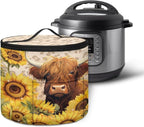 Highland Cow Electric Pressure Cooker for Picnic Sunflower Insulation Bag Reusable Pressure Cooker Storage Bag Kitchen Appliance Dust Cover, Music Note Maple Leaf