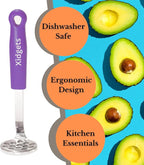 Mini Avocado Masher, Small Potato masher. Heavy Duty, Kitchen Utensil. Stainless Steel, Tiny Masher, Compact Mini smasher for Avocado - Effortless Guacamole Preparation, Dishwasher Safe (Plum Purple)