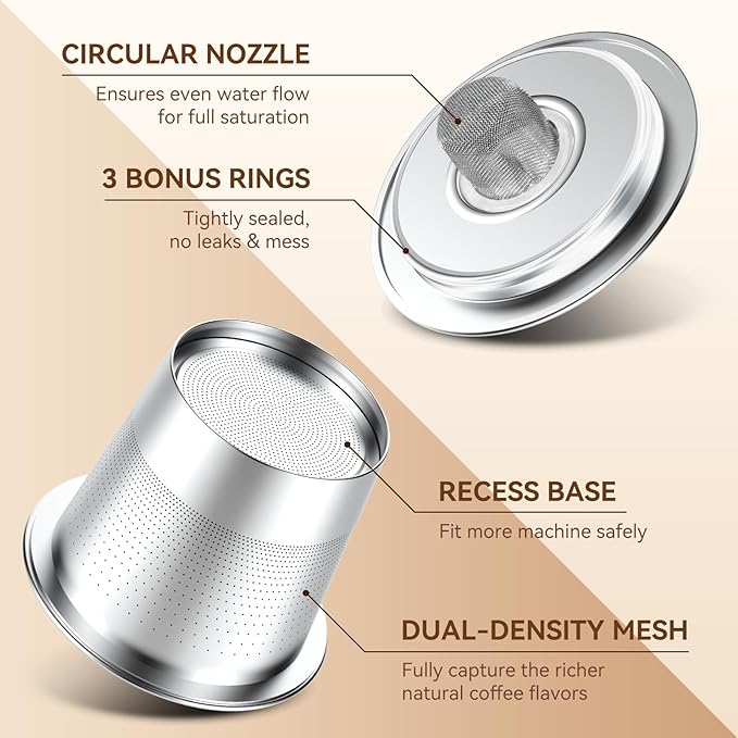 CAPMESSO Reusable K Cups Coffee Pods for Keurig 1.0: Stainless Steel Refillable K Cup - Reusable Coffee Filter for Keurig 1.0 Coffee Maker, Permanent, Eco-Friendly, Innovative Design(2 Pack)
