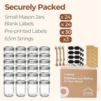 ComSaf Small Mason Jars 8 oz 24Pcs Bulk Set, Half Pint Regular Mouth Mason Jar with Lids and Seal Bands, Glass Canning Jars for Jam, Jelly, Spice, Meal Prep, Shower Wedding Favors, DIY Candles Decor