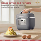 CARORI Electric Pressure Cooker 3QT, 8-Function Compact Multi-Cooker with Ceramic Nonstick Pot for Saute, Pressure Cook, Slow Cook, Meat Stew, Rice, Delay Start, Keep Warm, Safe Venting, Gray
