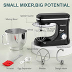 Stand Mixer Electric, 10+p Speeds With 6.5QT Stainless Steel Bowl,Dough Hook, Wire Whip & Beater,for Most Home Cooks(Black)