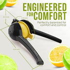 Zulay Kitchen Metal 2-in-1 Lemon Squeezer - Sturdy Max Extraction Hand Juicer Lemon Squeezer Gets Every Last Drop - Easy to Clean Manual Citrus Juicer - Easy-Use Lemon Juicer Squeezer - Black/Yellow
