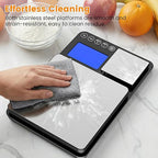 KKZ 0.001oz/33lb Kitchen Scale, Dual Platform Food Scale Grams and Ounces for Weight Loss Baking Cooking Meal Prep Sourdough Bread, Stainless Steel