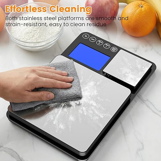 KKZ 0.001oz/33lb Kitchen Scale, Dual Platform Food Scale Grams and Ounces for Weight Loss Baking Cooking Meal Prep Sourdough Bread, Stainless Steel