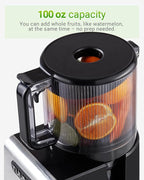 Cold Press Juicer Machine, 6.5" Large Feed Chute Masticating Extractor, Easy to Clean for Whole Fruits & Vegetables, High Yield