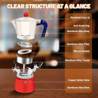 9 Cup Aluminum Espresso Stovetop Moka Pot Express Coffee Maker Percolator Italian Classic Mocha Coffee Machine for Italian and Cuban Cafe Brewing for Home & Camping 450ml 15oz