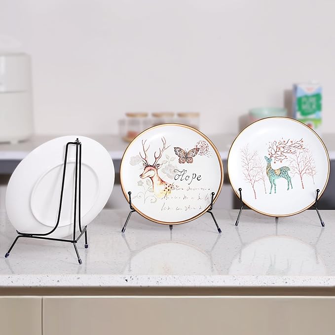 6 Pack Upgraded Plate Display Stands, 8 Inch Anti-Slip Iron Photo Holder Stands Book Display Stands, Compatible 8 to 12 Inch Decorative Plates, Picture Frames and Artworks